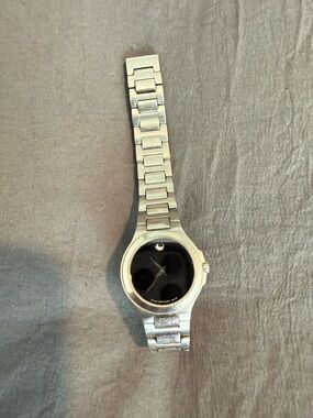 Movado Silver-Tone Smartwatch with Black Dial